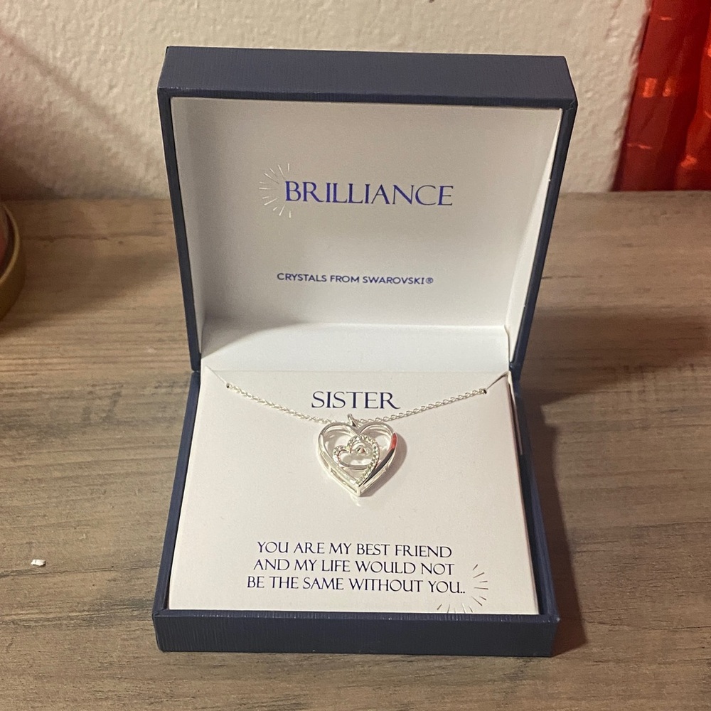 Kohl's Silver Heart Necklace with Swarovski Crystals